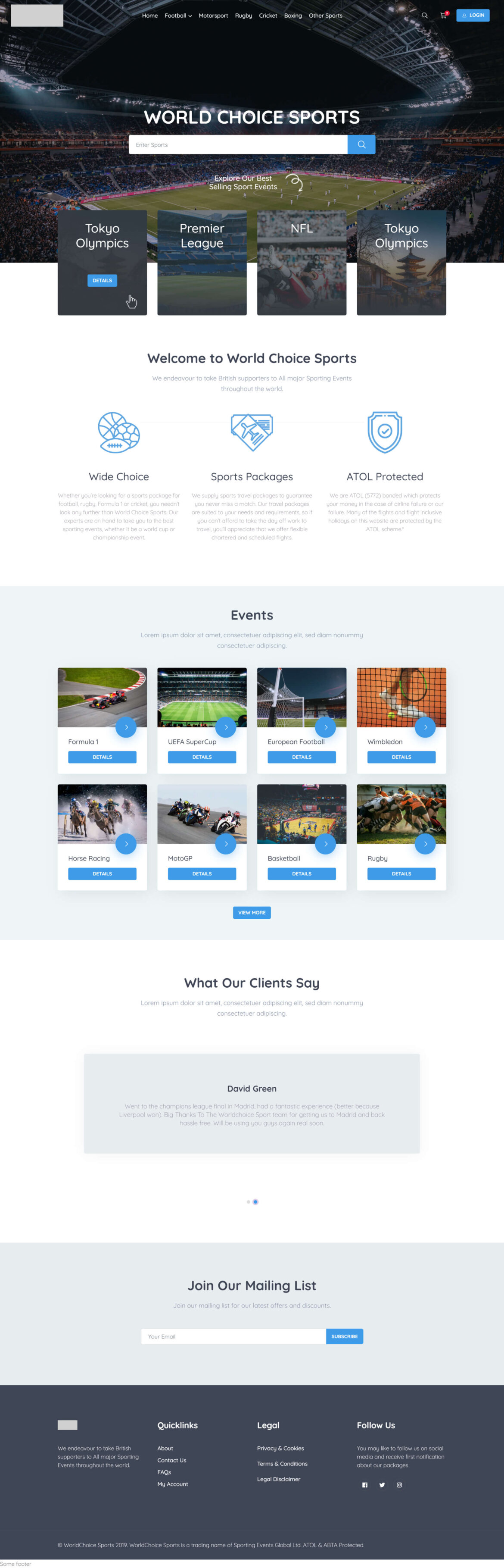 World Choice Sports - web design